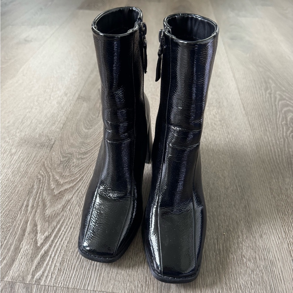 Nasty Gal Black Heeled Boots with Square Toe